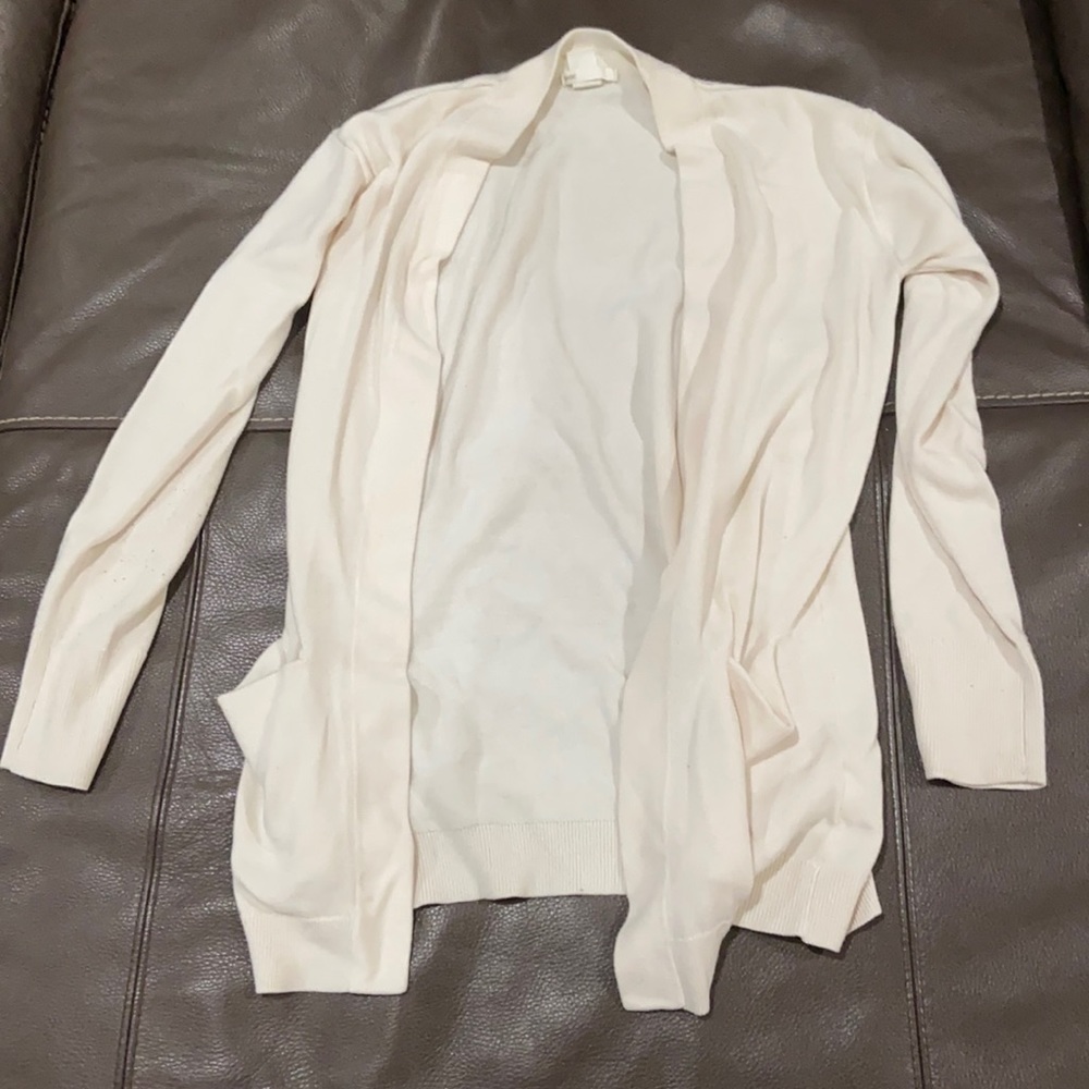 H&M White Long Cardigan